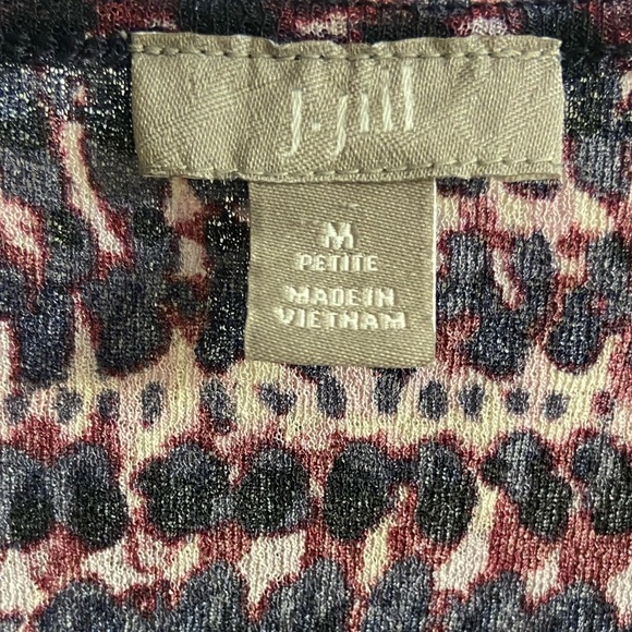 J Jill blouse plum short sleeve abstract raglan pop over Medium Petite - Picture 6 of 6